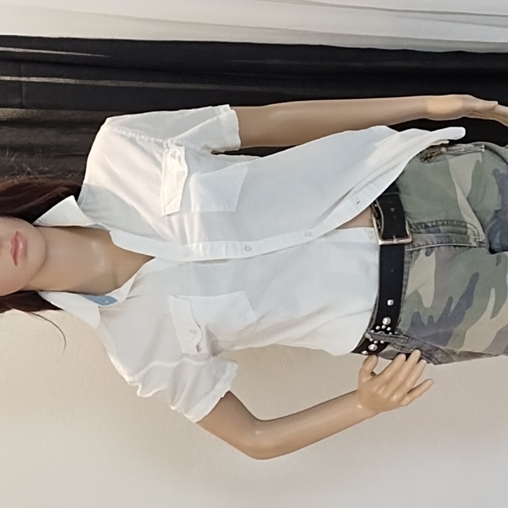 H&M Basic White Cotton Button-down Shirt, size S